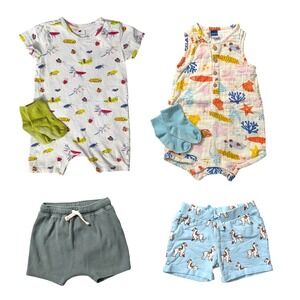 18-24M Baby Boy Summer Outfit Bundle Rompers Shorts Socks Ocean Bugs